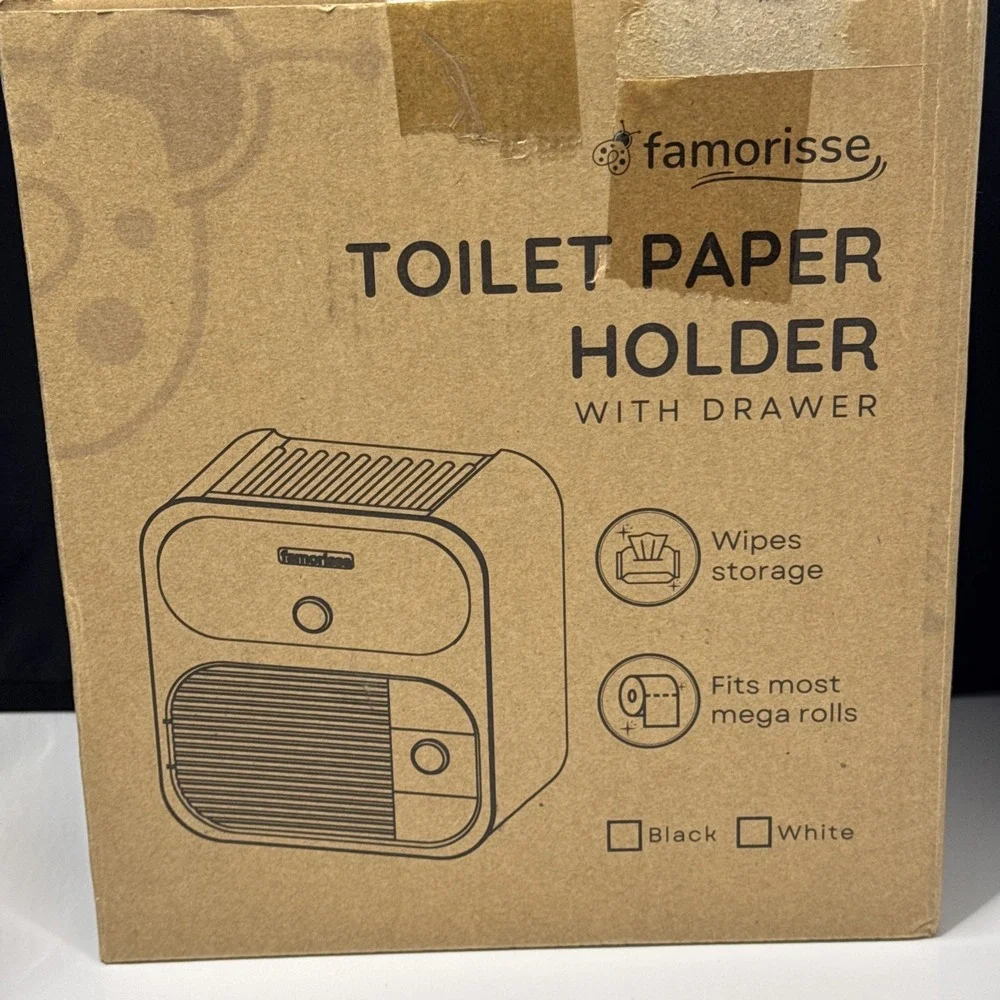 Modern Style Toilet Paper Holder,‎ Wall Mount Bathroom Tissue Box With Shelf